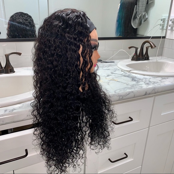 100%Human Hair Brazilian Water Wave Headband Wig - Picture 4 of 16